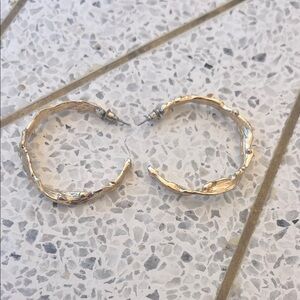Gold Textured Hoop Earrings